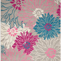 5’ x 7’ Gray and Pink Tropical Flower Area Rug