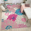 5’ x 7’ Gray and Pink Tropical Flower Area Rug