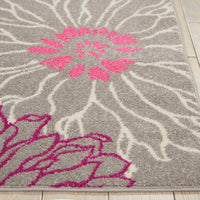 5’ x 7’ Gray and Pink Tropical Flower Area Rug