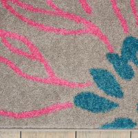 5’ x 7’ Gray and Pink Tropical Flower Area Rug