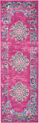 2’ x 6’ Fuchsia and Blue Distressed Runner Rug