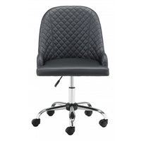 Black Quilted Back Faux Leather Swivel Office Chair