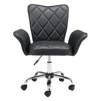 Black Faux Leather Flared Arms Swivel Office Chair