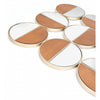 Set of 12 Round Gold and Walnut Finish Wall Mirrors