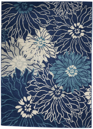 5’ x 7’ Navy and Ivory Floral Area Rug