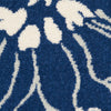 5’ Round Navy and Ivory Floral Area Rug