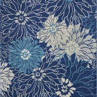 7’ x 10’ Navy and Ivory Floral Area Rug