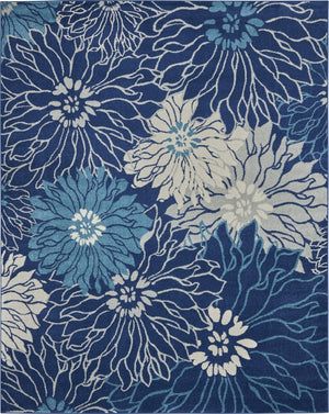 7’ x 10’ Navy and Ivory Floral Area Rug