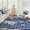 8’ x 10’ Navy and Ivory Floral Area Rug