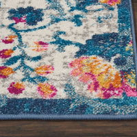 2’ x 3’ Ivory and Blue Floral Vines Scatter Rug