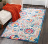 4’ x 6’ Ivory and Blue Floral Vines Area Rug