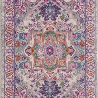 2’ x 6’ Light Gray and Pink Medallion Runner Rug