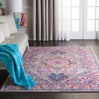 5’ x 7’ Light Gray and Pink Medallion Area Rug