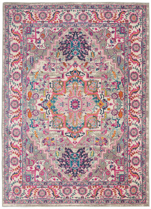 5’ x 7’ Light Gray and Pink Medallion Area Rug