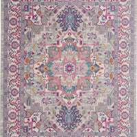 8’ x 10’ Light Gray and Pink Medallion Area Rug