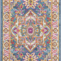 2’ x 3’ Teal and Pink Medallion Scatter Rug