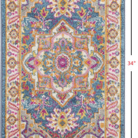 2’ x 3’ Teal and Pink Medallion Scatter Rug