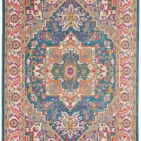 5’ x 7’ Teal and Pink Medallion Area Rug