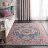 5’ x 7’ Teal and Pink Medallion Area Rug