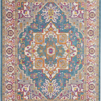 8’ x 10’ Teal and Pink Medallion Area Rug