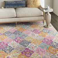 8’ x 10’ Muted Brights Floral Diamond Area Rug