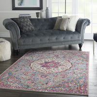 5’ x 7’ Gray and Pink Medallion Area Rug