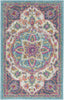 2’ x 3’ Pink and Blue Floral Medallion Scatter Rug