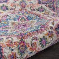 2’ x 3’ Pink and Blue Floral Medallion Scatter Rug