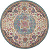 5’ Round Pink and Blue Floral Medallion Area Rug