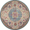 8’ Round Pink and Blue Floral Medallion Area Rug