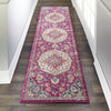 2’ x 8’ Pink and Ivory Medallion Runner Rug