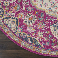 4’ Round Pink and Ivory Medallion Area Rug