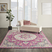 7’ x 10’ Pink and Ivory Medallion Area Rug