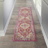 2’ x 8’ Ivory and Pink Oriental Runner Rug