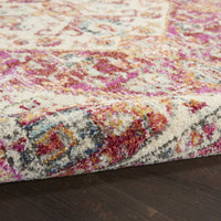 2’ x 8’ Ivory and Pink Oriental Runner Rug