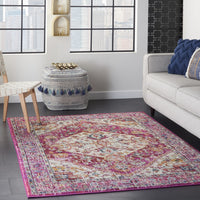 4’ x 6’ Ivory and Pink Oriental Area Rug