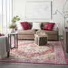 7’ x 10’ Ivory and Pink Oriental Area Rug