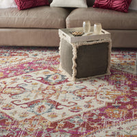 7’ x 10’ Ivory and Pink Oriental Area Rug