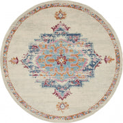 8’ Round Gray Distressed Medallion Area Rug