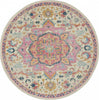 5’ Round Ivory and Pink Medallion Area Rug