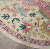 5’ Round Ivory and Pink Medallion Area Rug