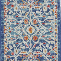 2’ x 3’ Blue White Multi Medallion Medallion Scatter Rug