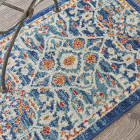 2’ x 3’ Blue White Multi Medallion Medallion Scatter Rug