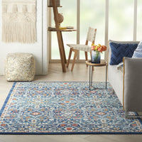 4’ x 6’ Blue White Multi Medallion Area Rug