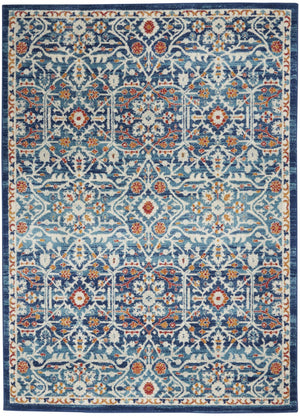 4’ x 6’ Blue White Multi Medallion Area Rug