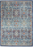 5’ x 7’ Blue White Multi Medallion Area Rug