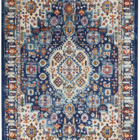 4’ x 6’ Blue and Ivory Medallion Area Rug