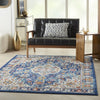 4’ x 6’ Blue and Ivory Medallion Area Rug