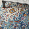 4’ x 6’ Ivory and Blue Floral Motifs Area Rug