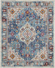 8’ x 10’ Ivory and Blue Floral Motifs Area Rug